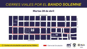 Éste martes, cierres viales por recorrido en Bando Solemne